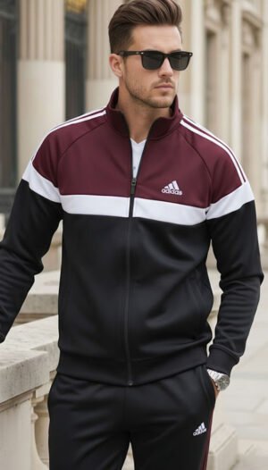 Premium Maroon and Black Winter Tracksuit