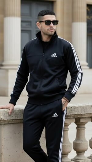 Premium Black Stripe Winter Tracksuit